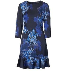 Banana Republic Blue Floral Long Sleeve Dress